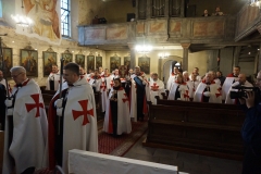2023-10-22 Trzeci dzień II Międzynarodowego Konwentu Templariuszy, zaprzysiężenie Giermka w starym Kościele Templariuszy pw. Św. Bartłomieja w Gliwicach