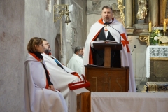 2023-10-22 Trzeci dzień II Międzynarodowego Konwentu Templariuszy, zaprzysiężenie Giermka w starym Kościele Templariuszy pw. Św. Bartłomieja w Gliwicach