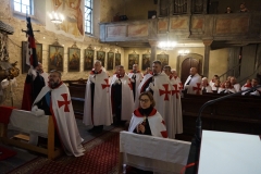 2023-10-22 Trzeci dzień II Międzynarodowego Konwentu Templariuszy, zaprzysiężenie Giermka w starym Kościele Templariuszy pw. Św. Bartłomieja w Gliwicach